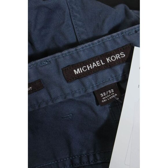 Michael Kors Mens Zipper Fly Slim Cut Chino Pants Blue Cotton Size 32x32 - Picture 4 of 5